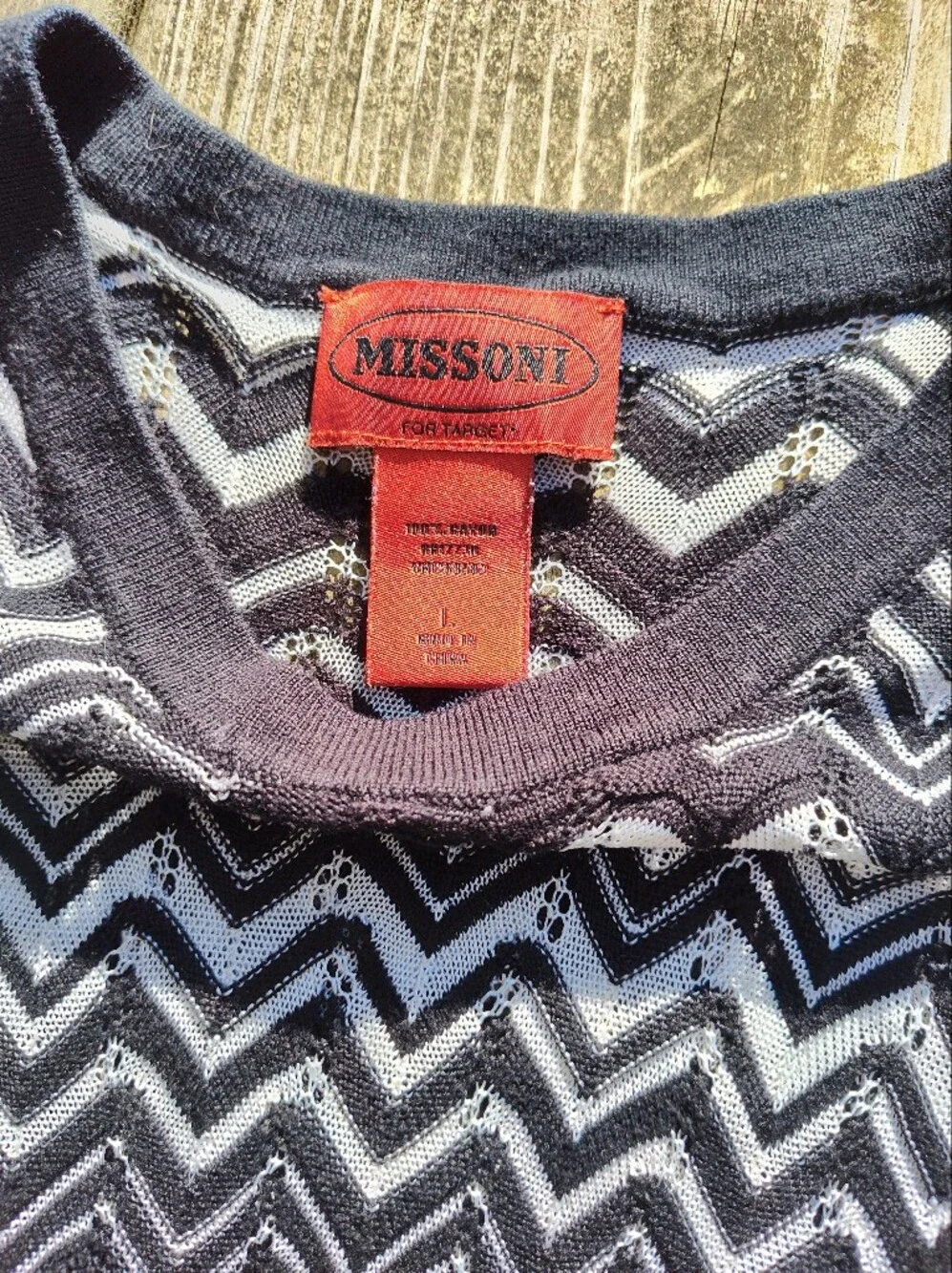 Missoni for Target Sz L Black White Zigzag Chevron Knit Tank Top Stretchy
